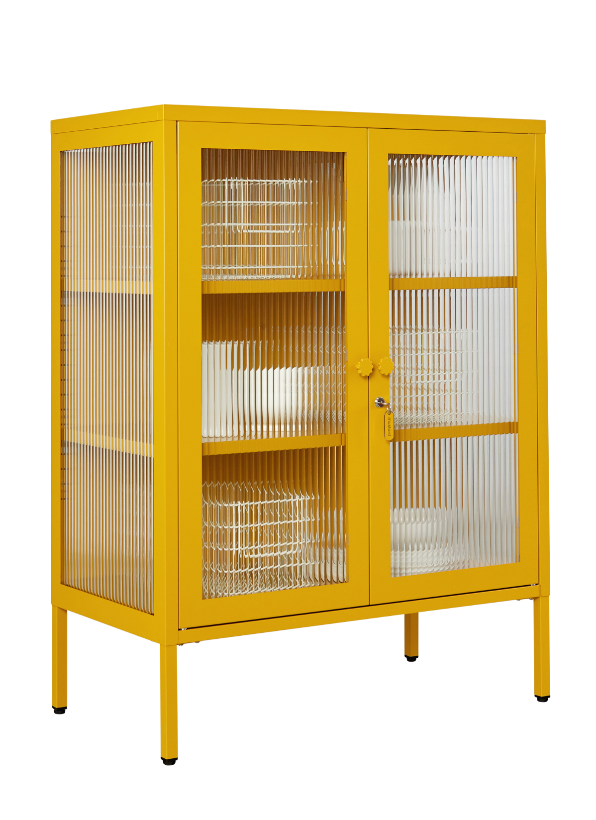 The Mixer Drinks Cabinet in Mustard — angled