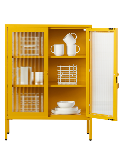 The Mixer Drinks Cabinet in Mustard — open