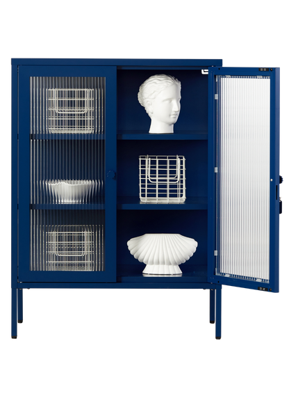 The Mixer Drinks Cabinet in Navy — open