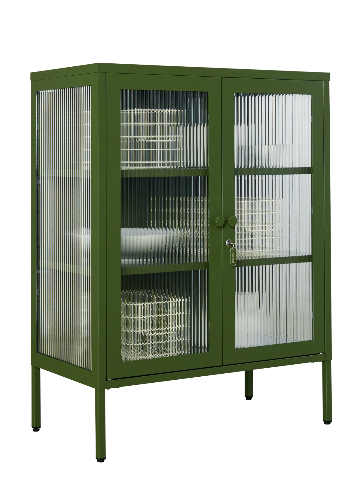 The Mixer Drinks Cabinet in Olive — angled