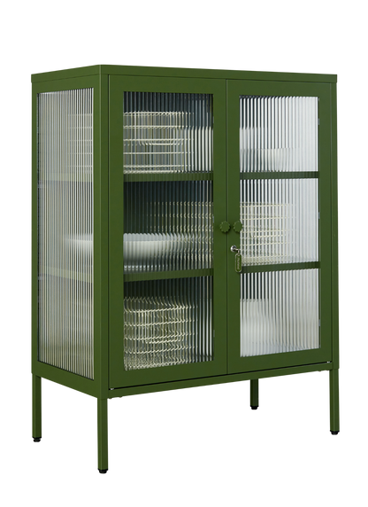 The Mixer Drinks Cabinet in Olive — angled