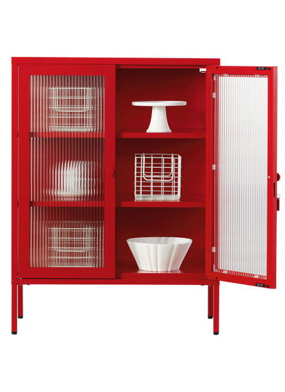 The Mixer Drinks Cabinet in Poppy — open