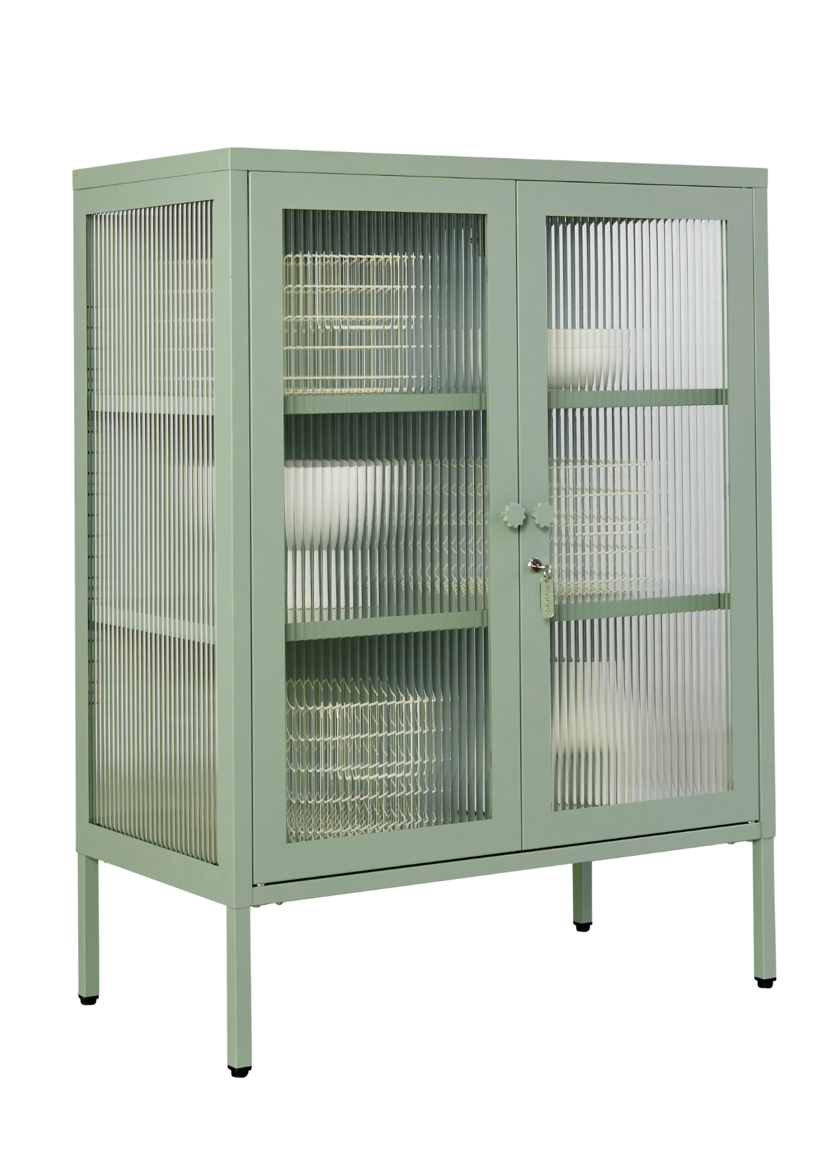The Mixer Drinks Cabinet in Sage — angled