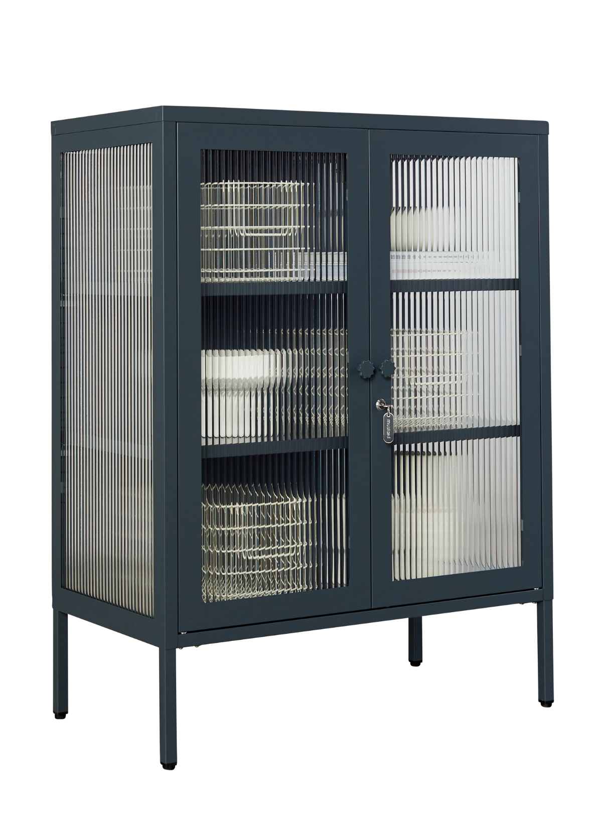 The Mixer Drinks Cabinet in Slate — angled