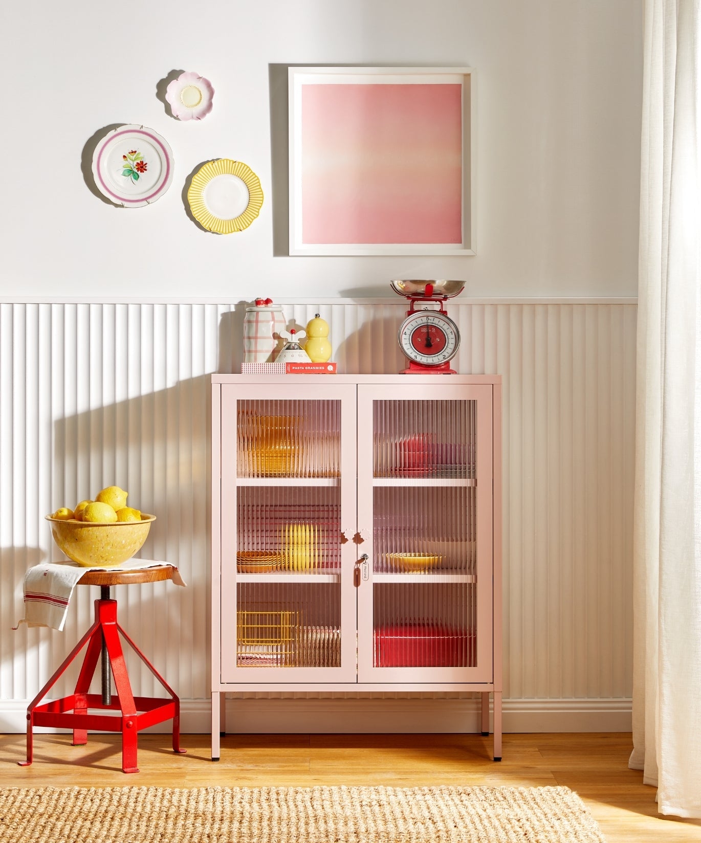 The Mixer Drinks Cabinet in Blush — lifestyle