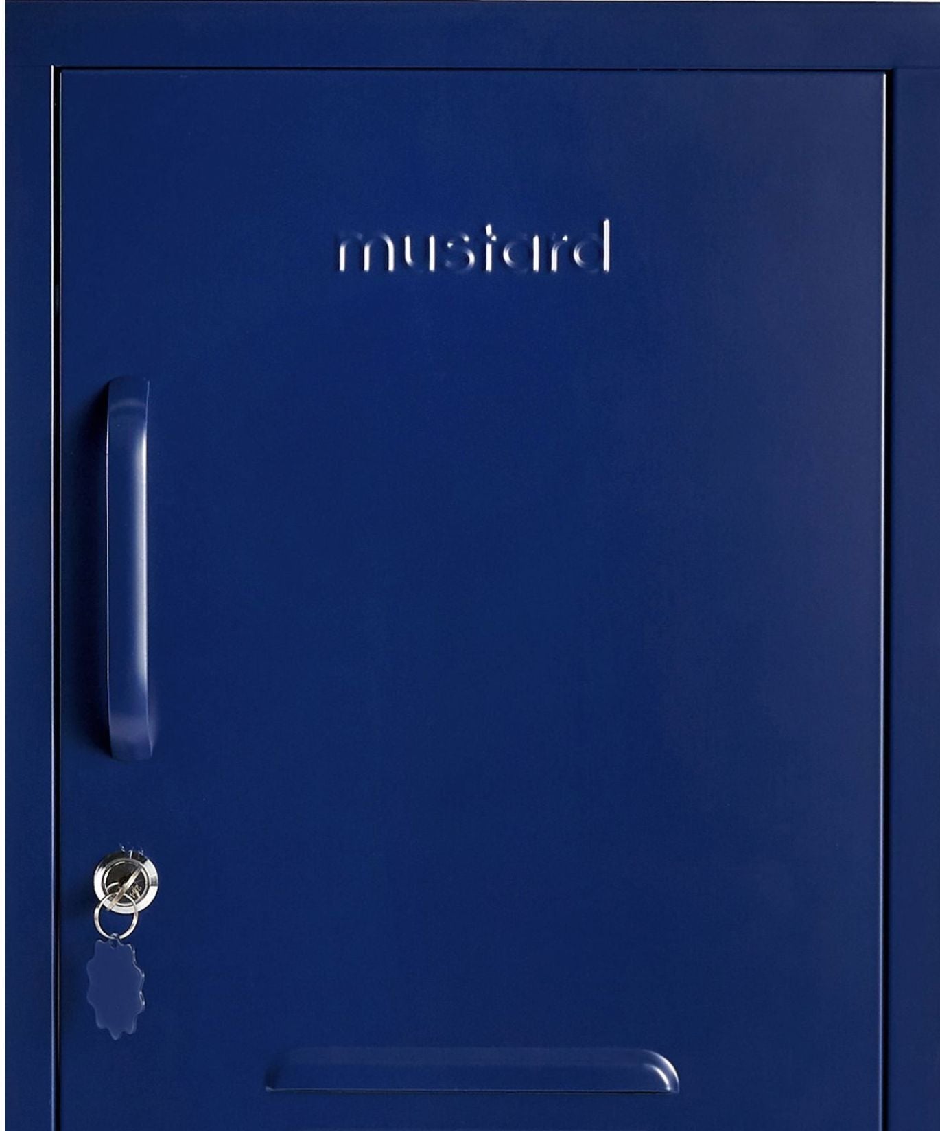 The Shorty Locker in Navy — close-up