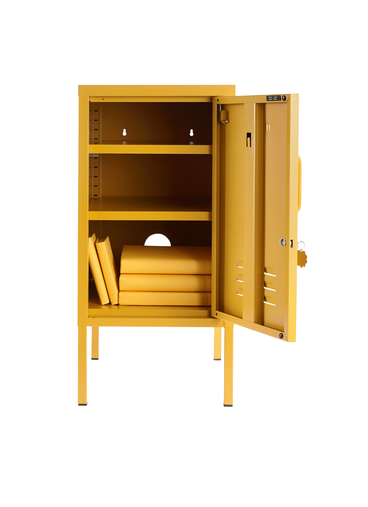 The Shorty Locker in Mustard — open