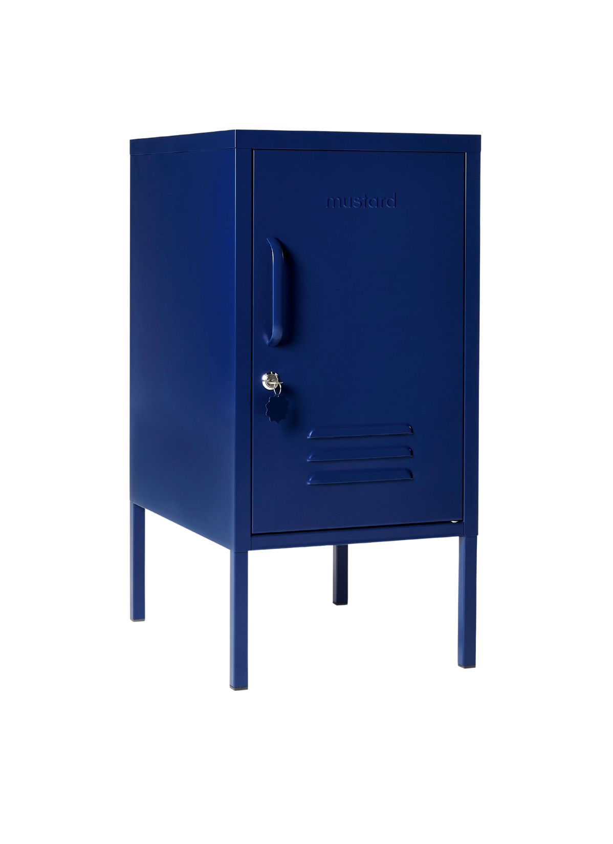 The Shorty Locker in Navy — angled