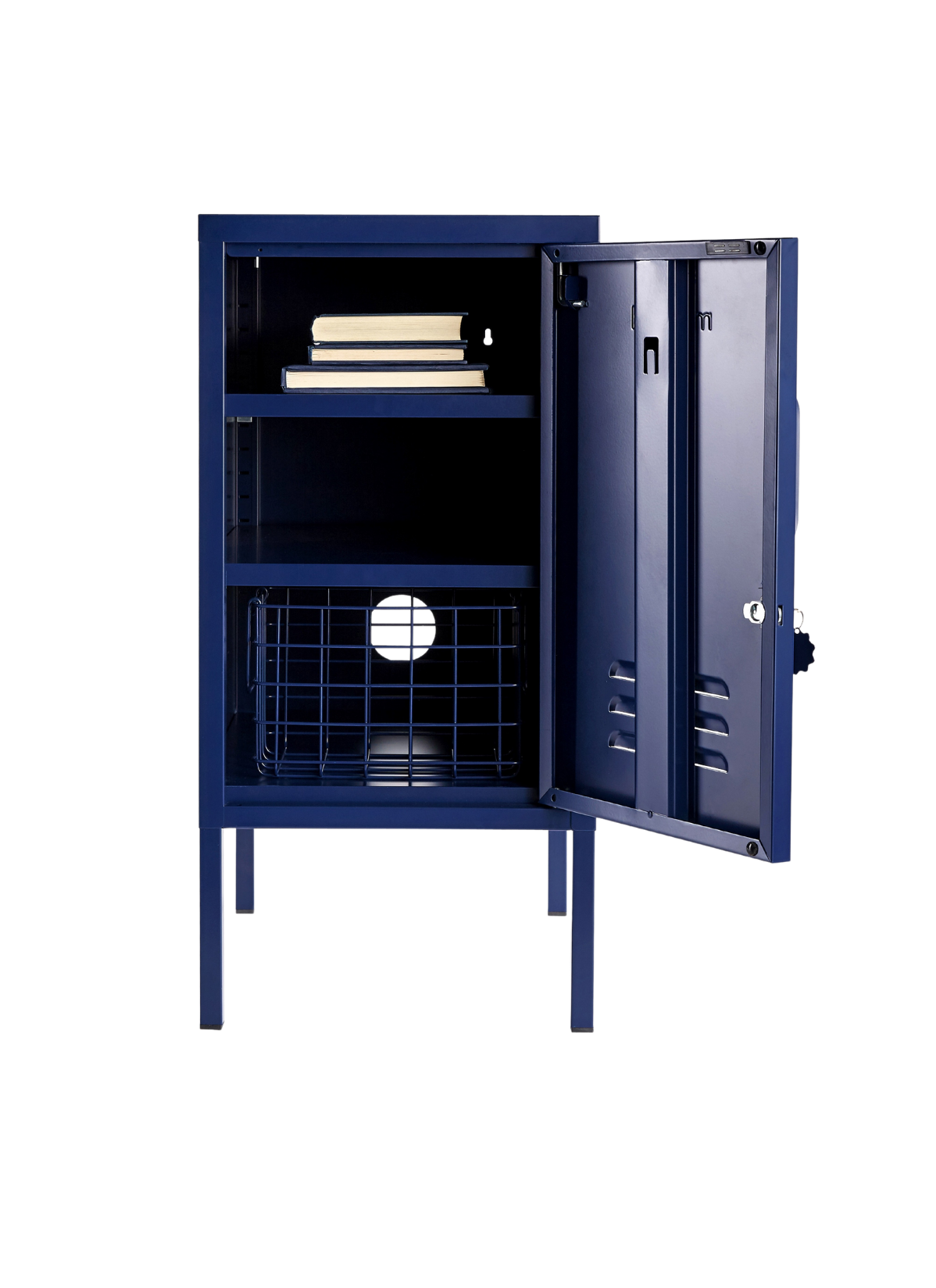 The Shorty Locker in Navy — open