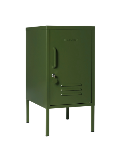 The Shorty Locker in Olive — angled