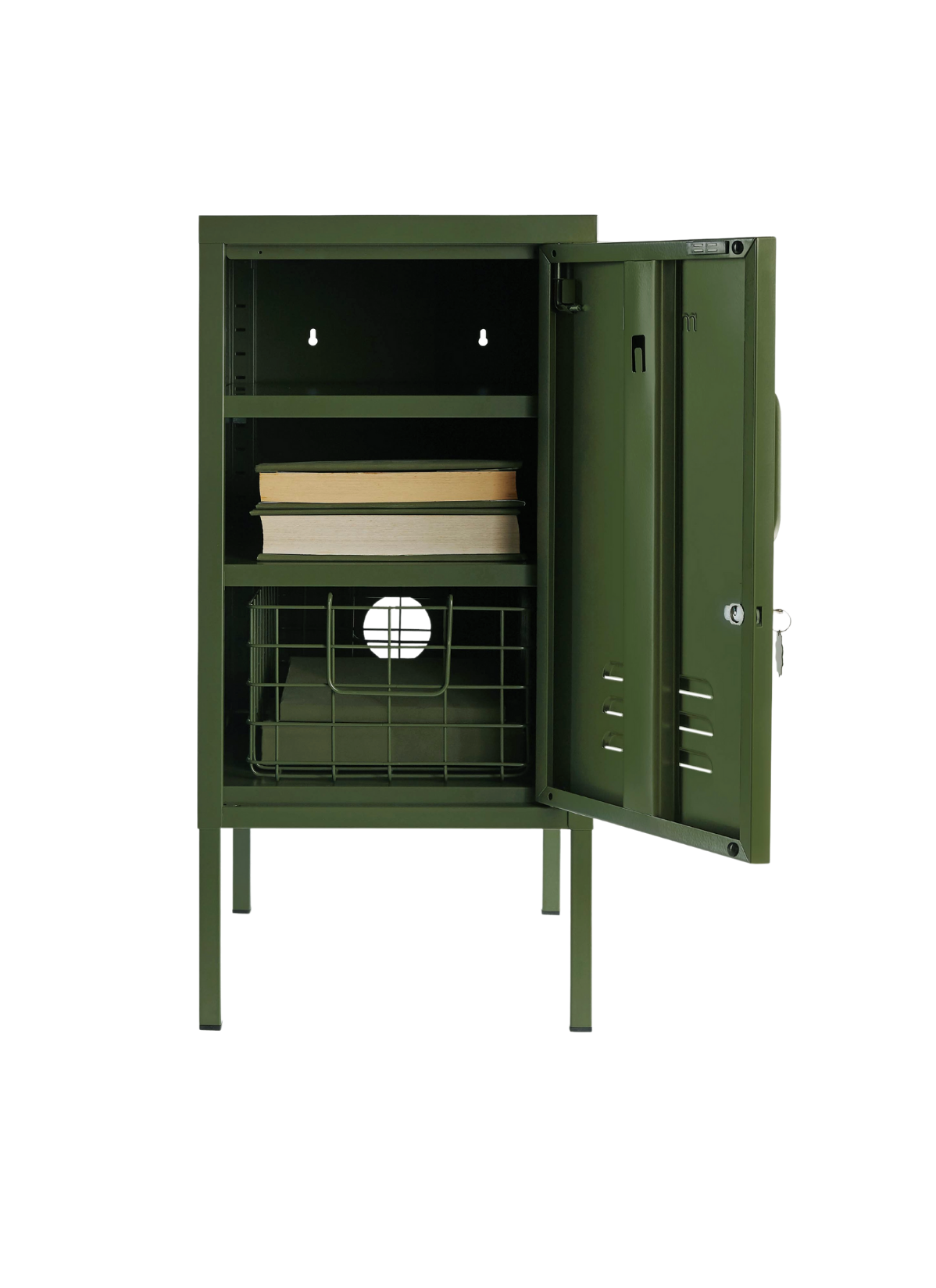 The Shorty Locker in Olive — open