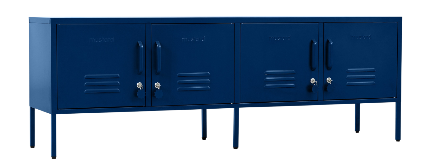 The Standard Locker in Navy — angled