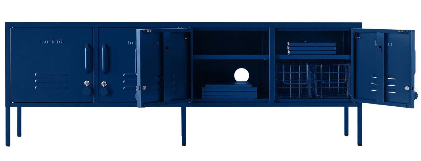 The Standard Locker in Navy — open