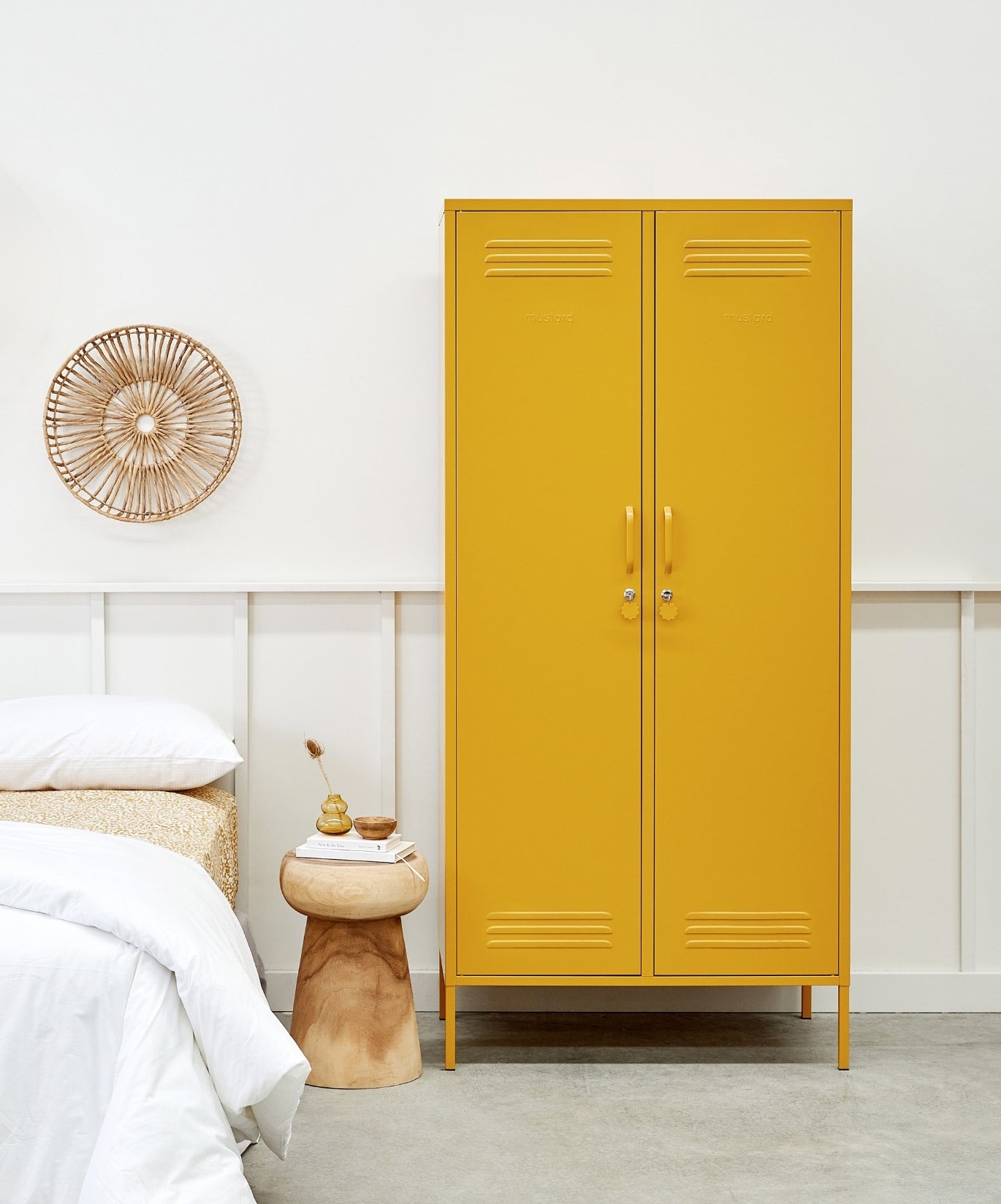 The Twinny Locker in Mustard — lifestyle