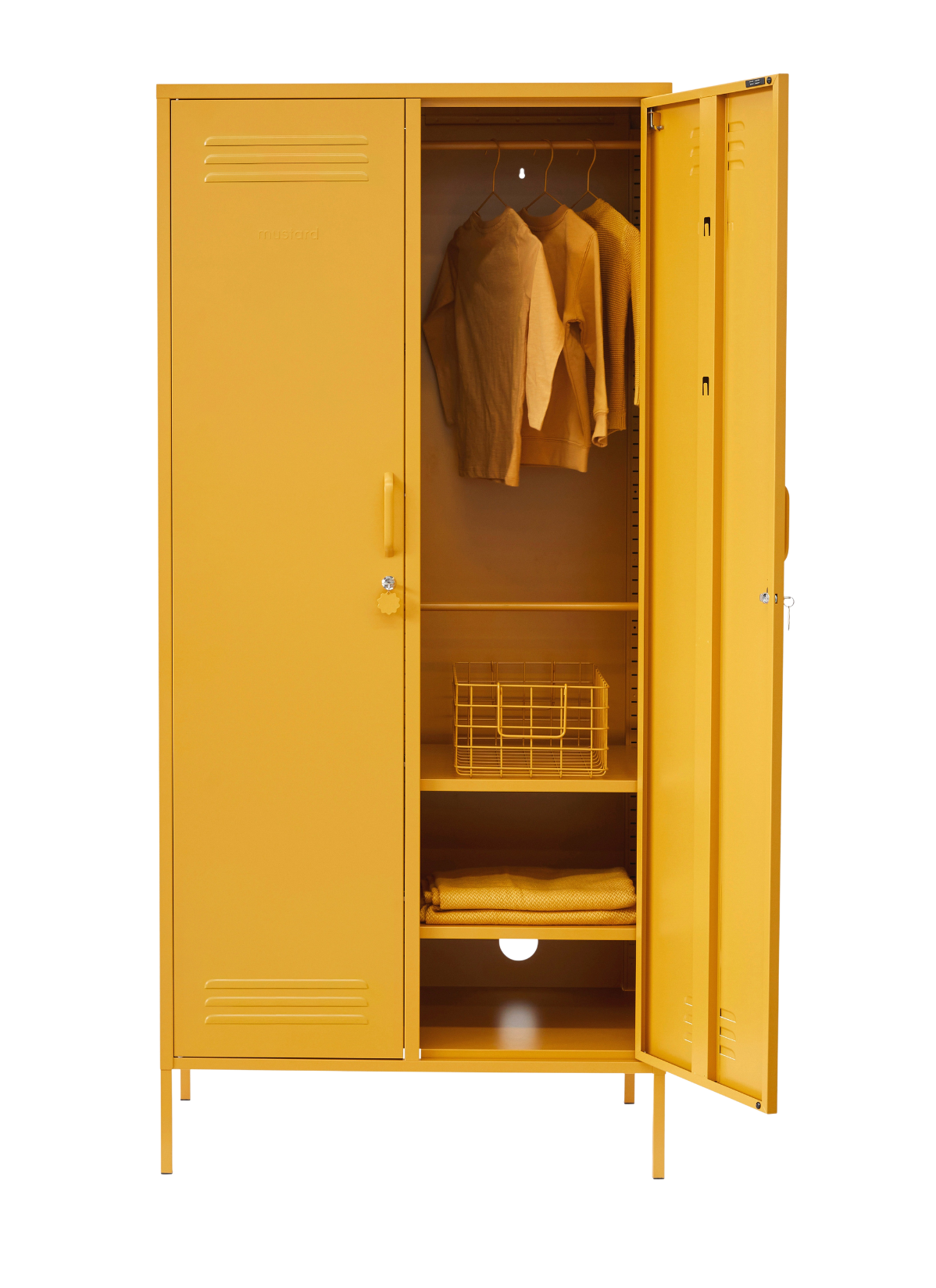 The Twinny Locker in Mustard — open