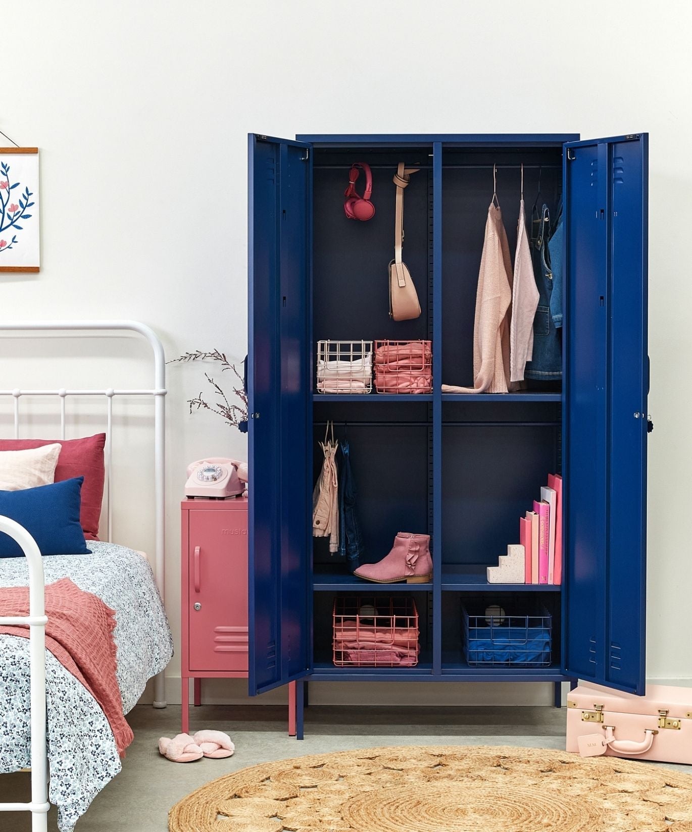 The Twinny Locker in Navy — lifestyle open