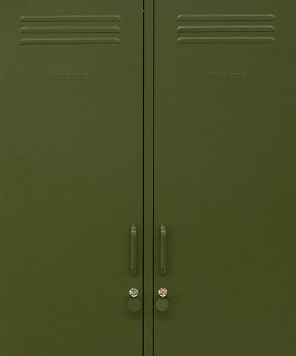 The Twinny Locker in Olive — close-up