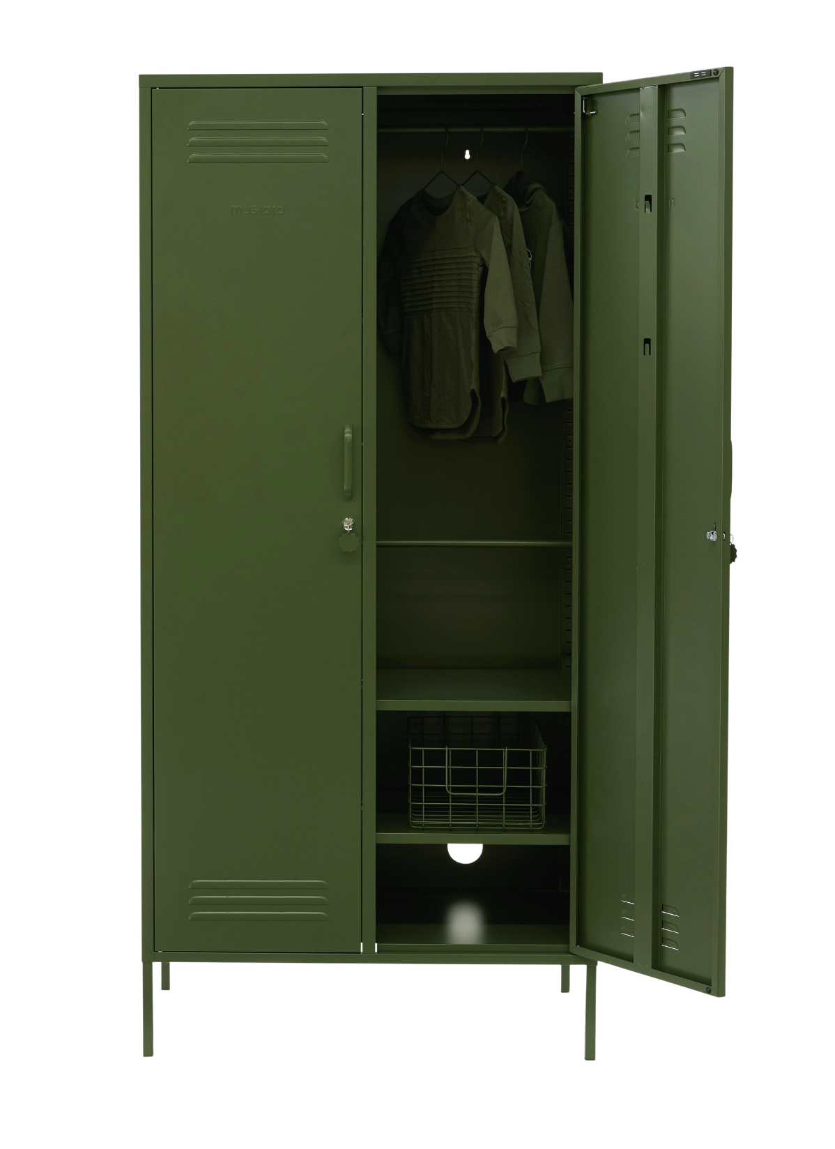 The Twinny Locker in Olive — open
