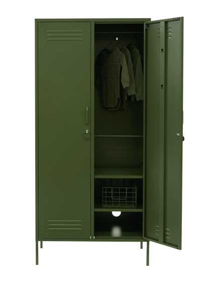 The Twinny Locker in Olive — open