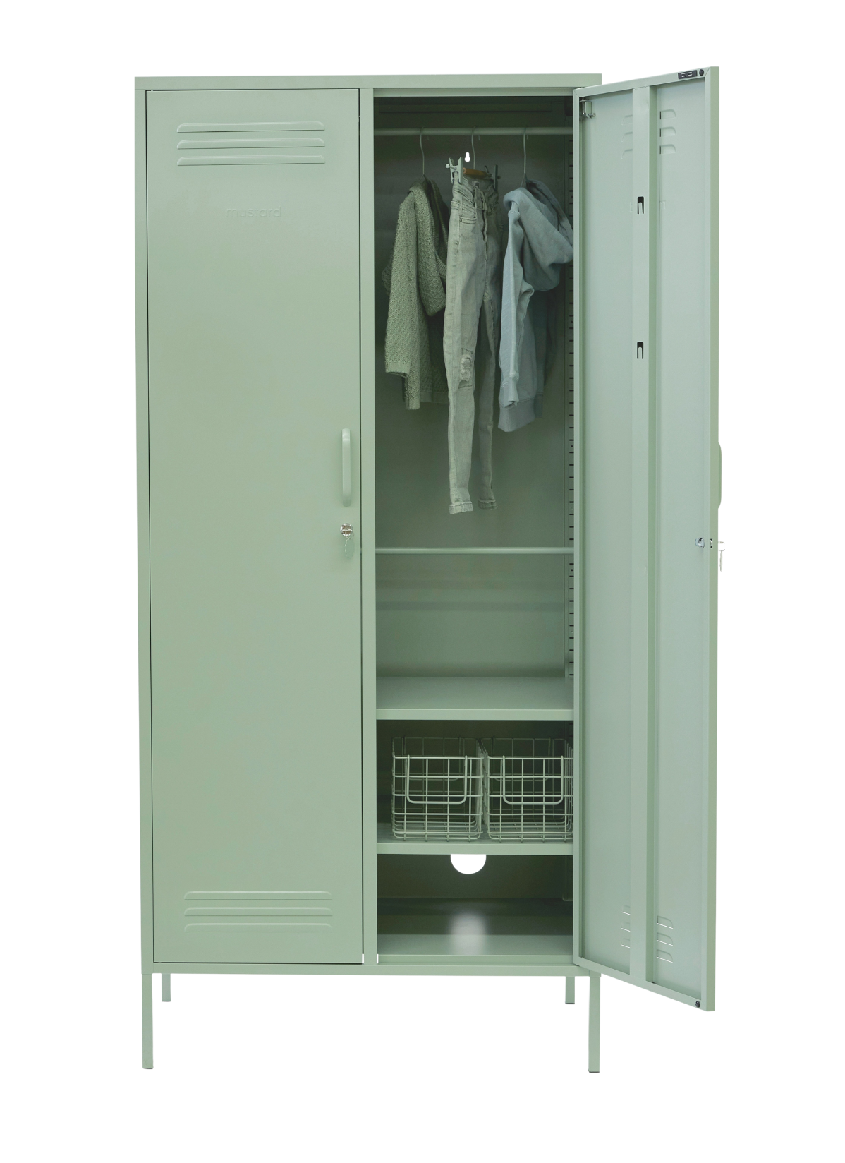 The Twinny Locker in Sage — open