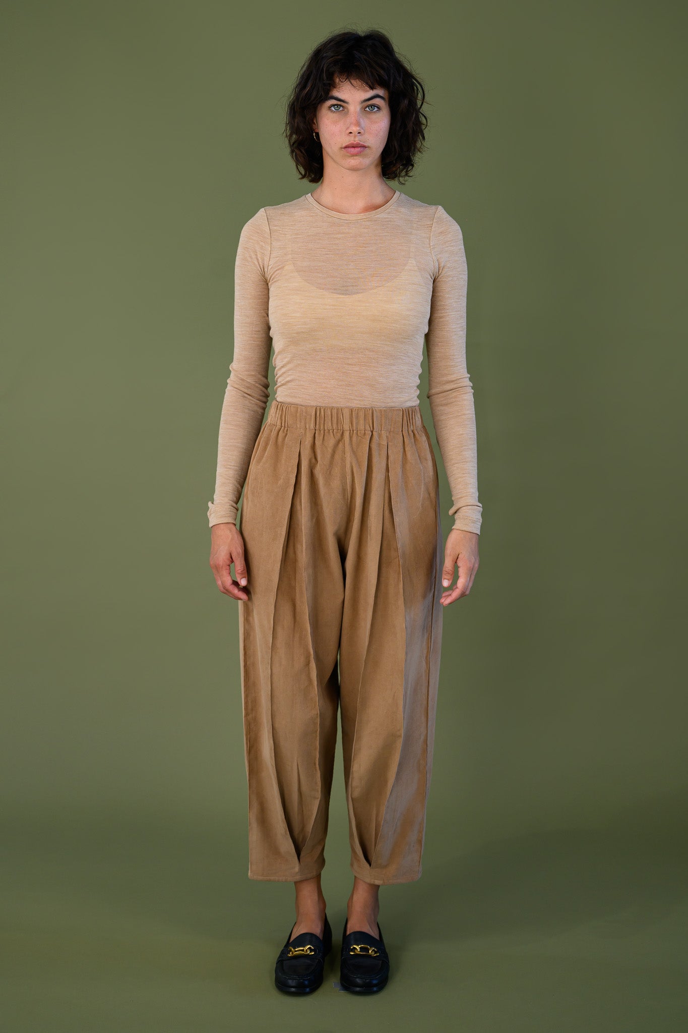Salt Pant by The Boy and I — Tawny Brown / Taupe cotton corduroy, front