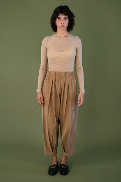 Salt Pant by The Boy and I — Tawny Brown / Taupe cotton corduroy, front