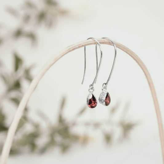 Sunaka hammered garnet dangling earrings