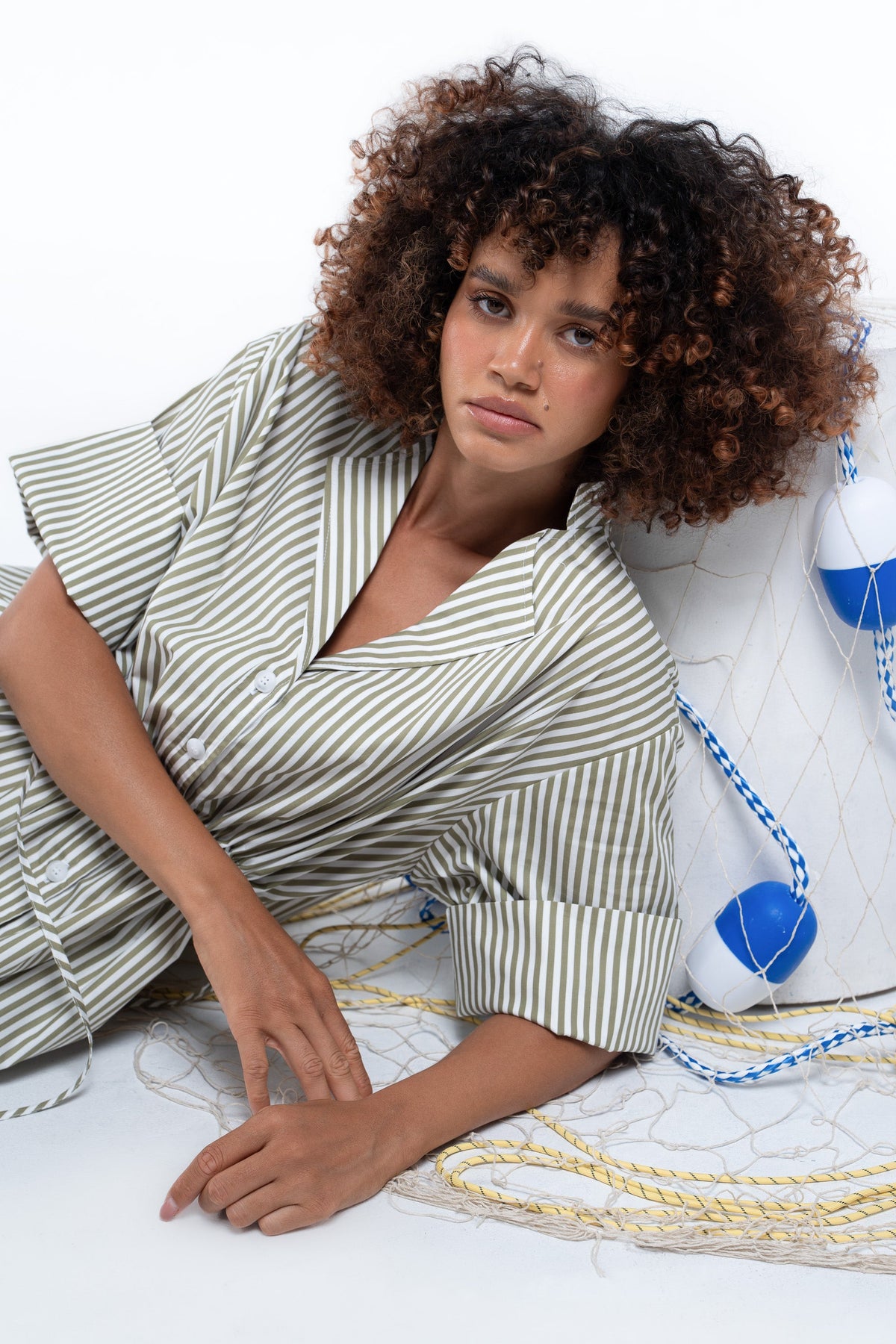Leon Dress — Green Stripe