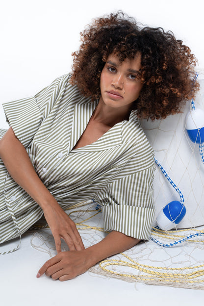 Leon Dress — Green Stripe