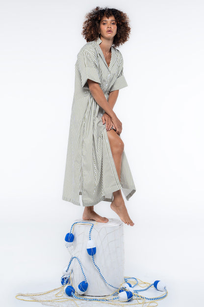 Leon Dress — Green Stripe