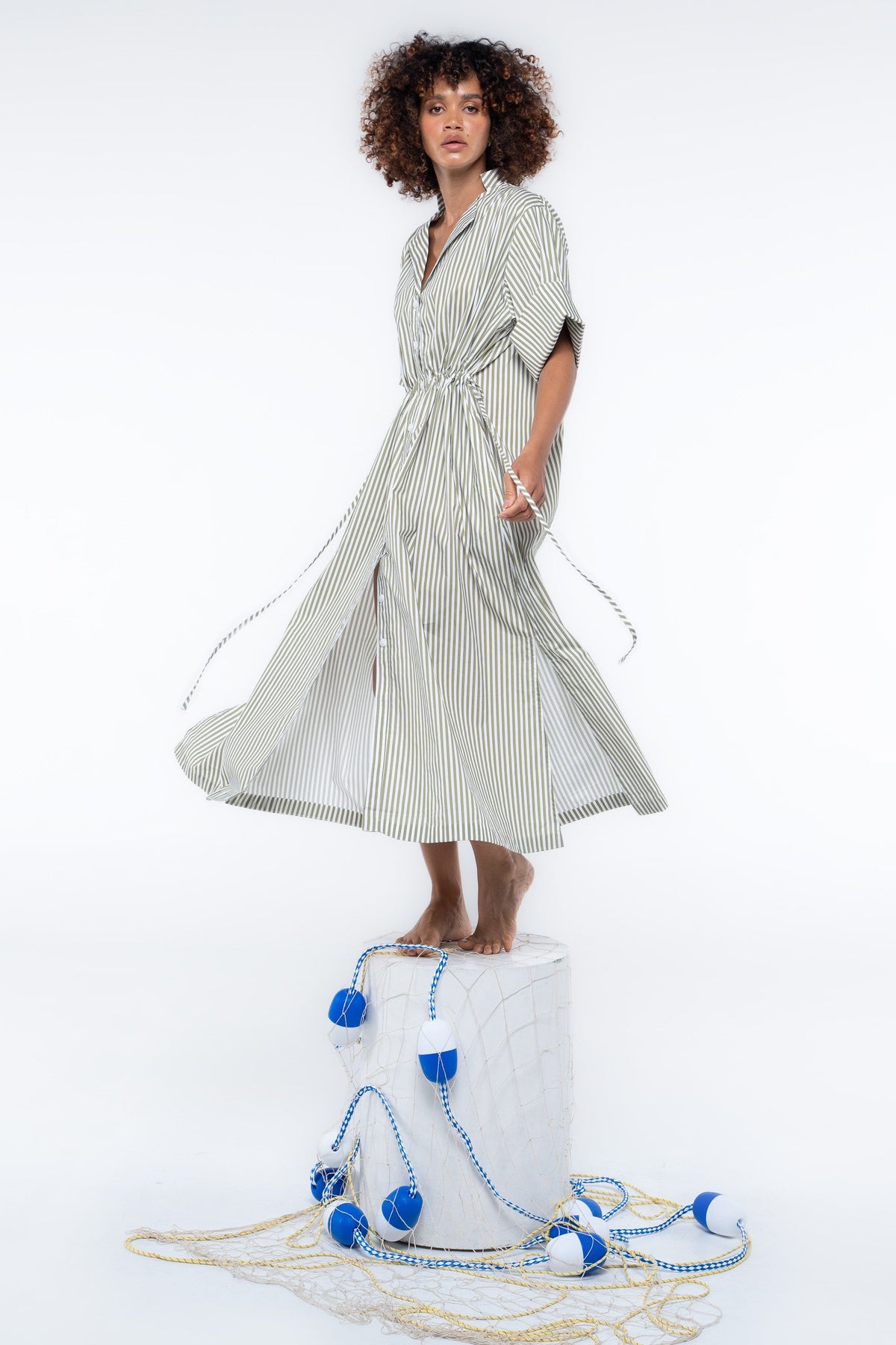 Leon Dress — Green Stripe