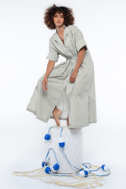 Leon Dress — Green Stripe