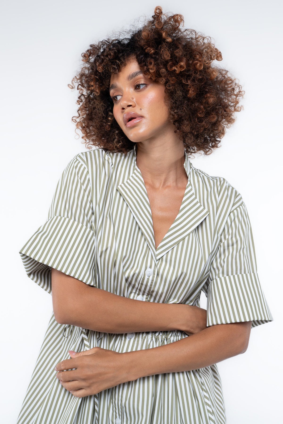 Leon Dress — Green Stripe