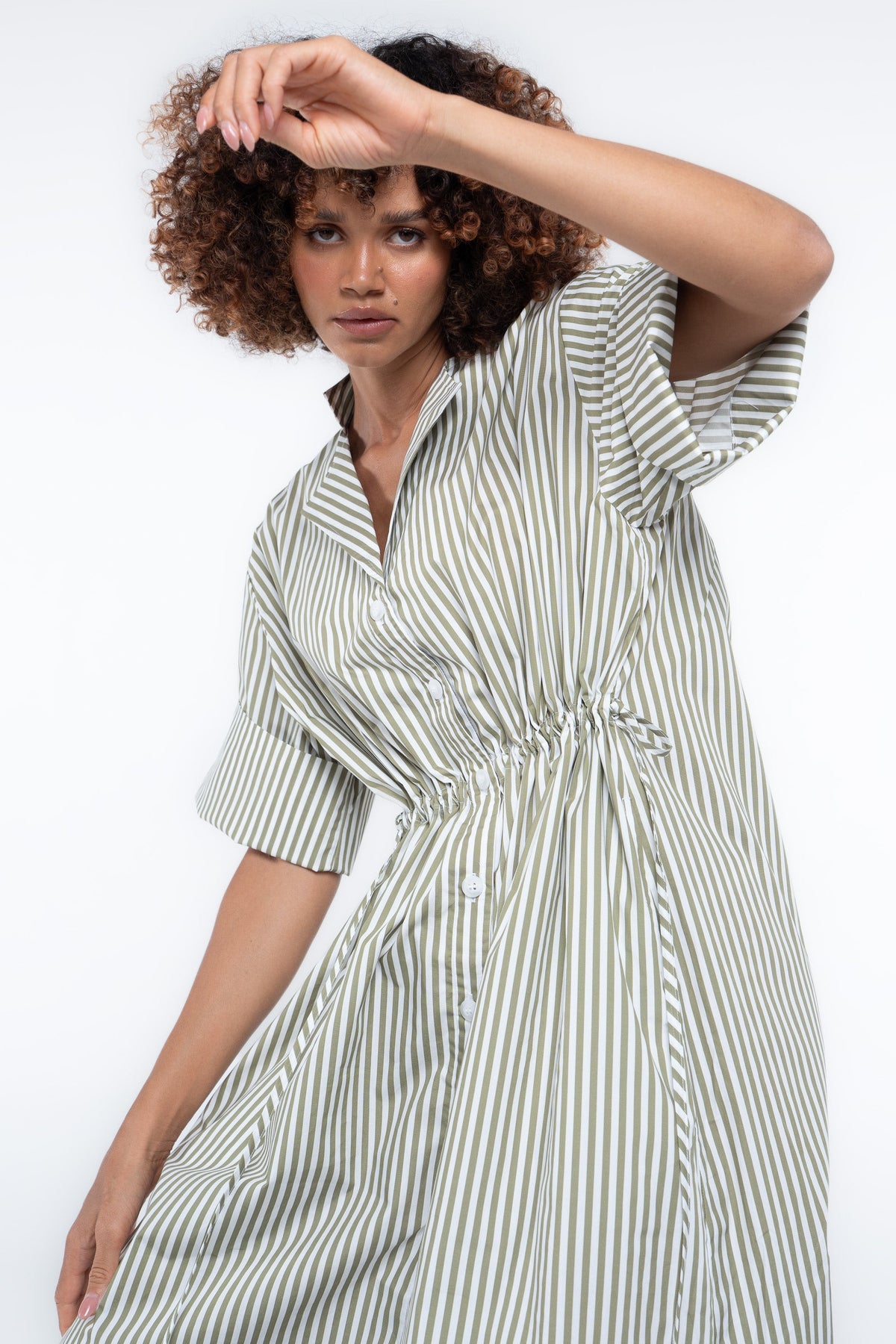 Leon Dress — Green Stripe