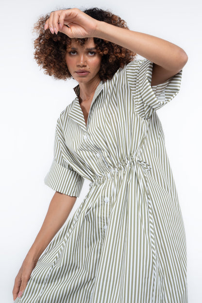 Leon Dress — Green Stripe