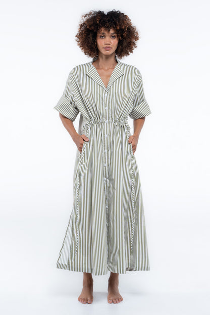 Leon Dress — Green Stripe