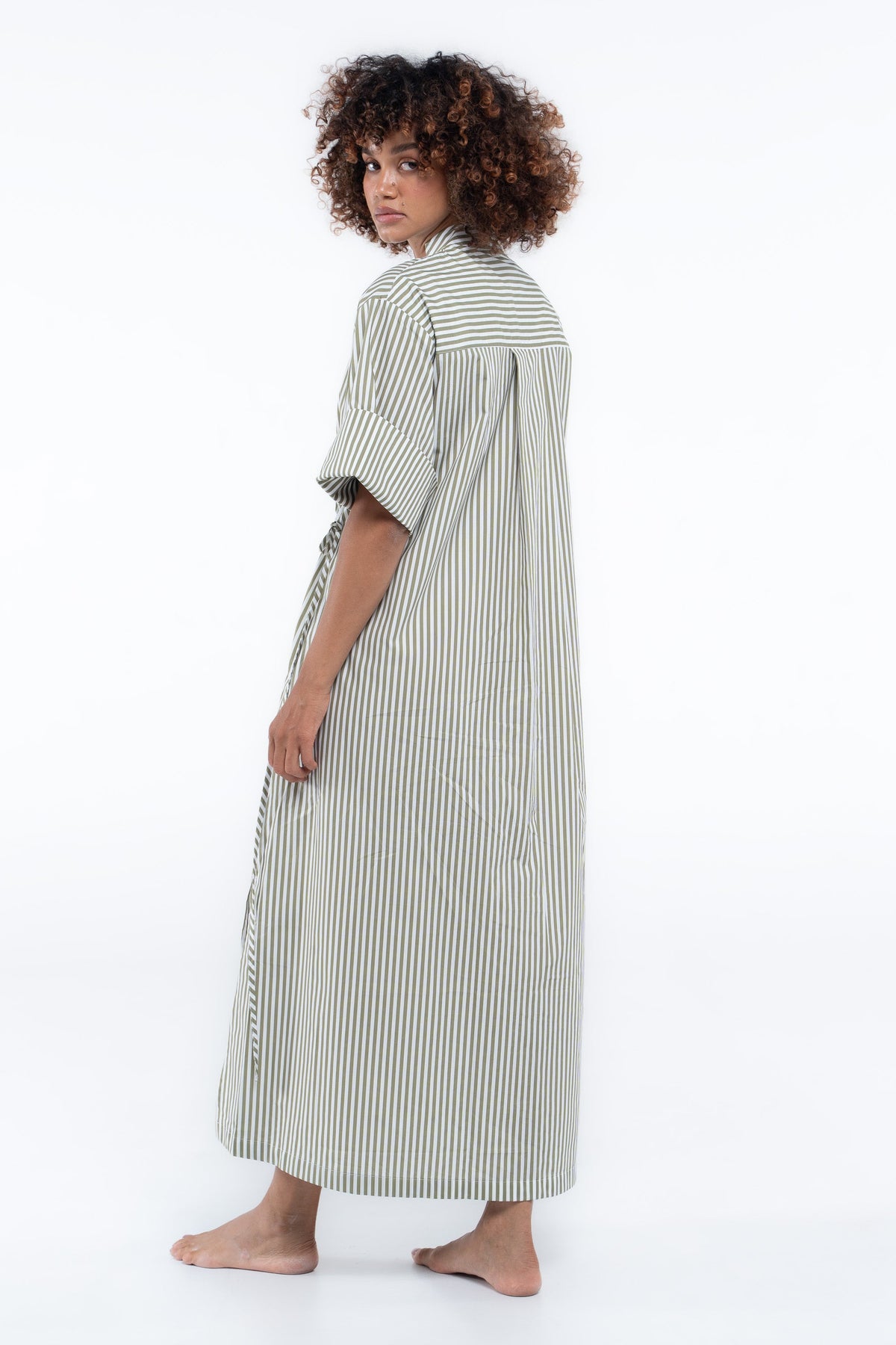 Leon Dress — Green Stripe