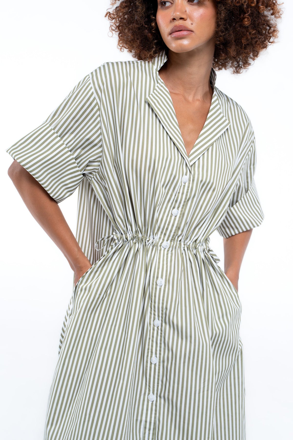 Leon Dress — Green Stripe