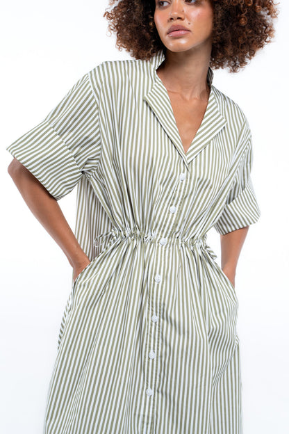 Leon Dress — Green Stripe