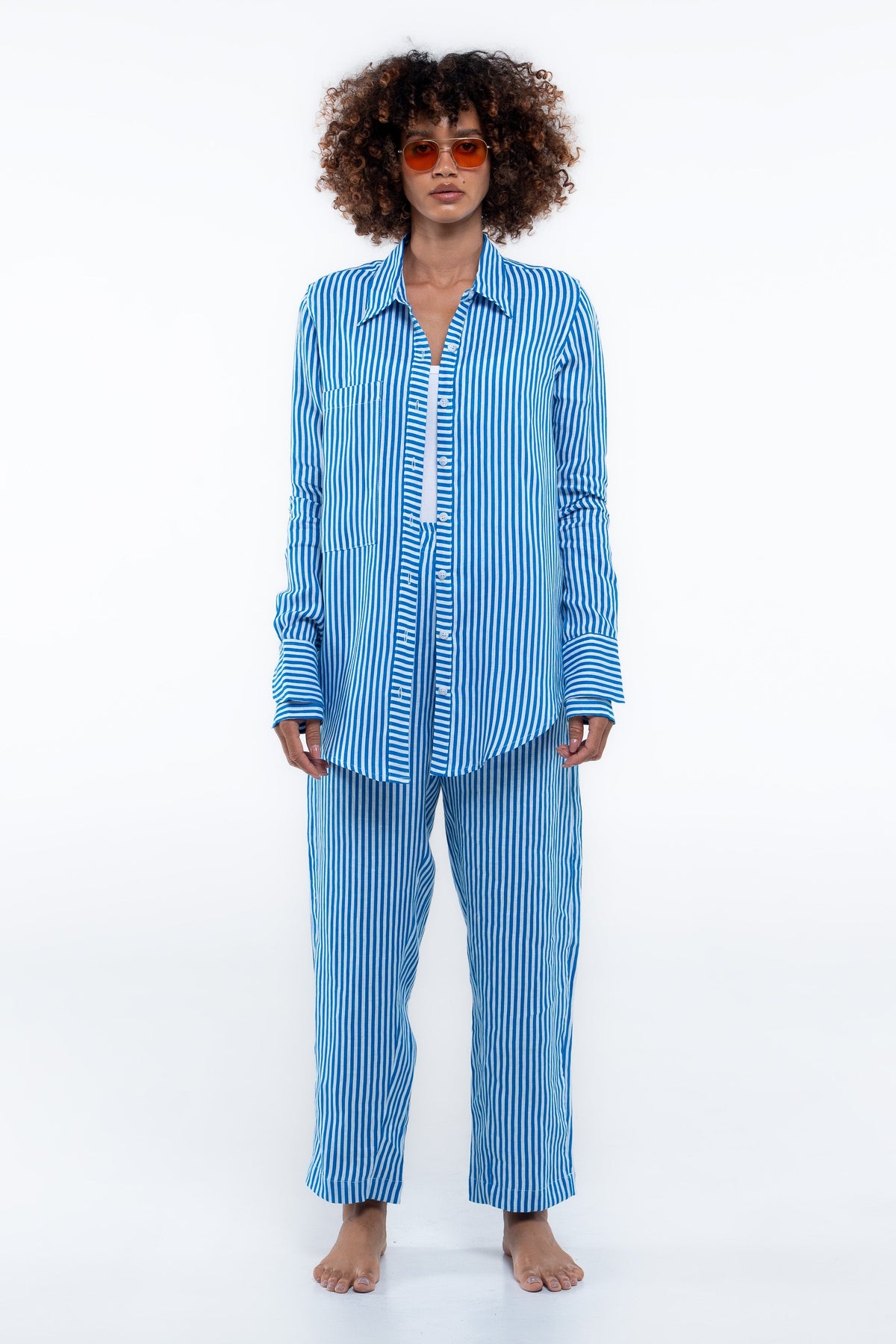 Portside Shirt — Blue Stripe (Linen)