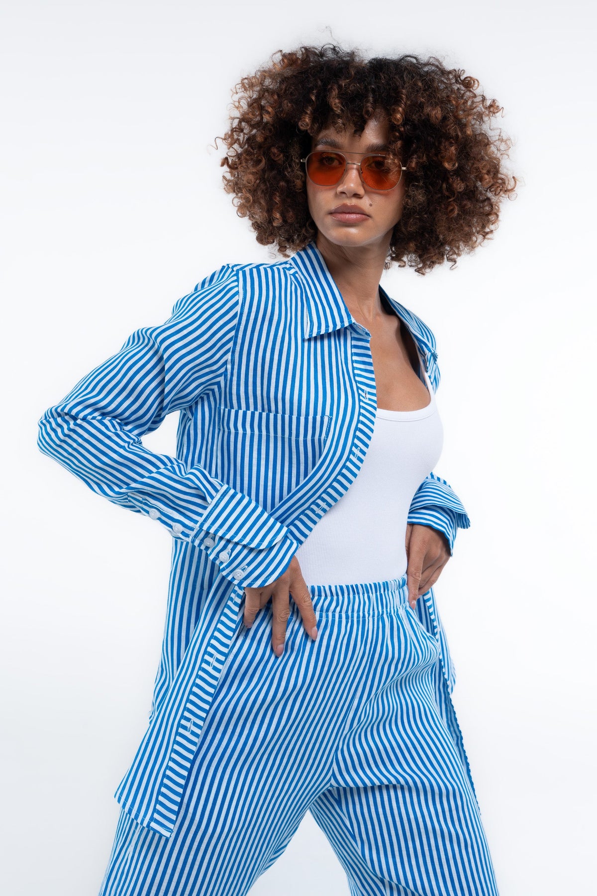 Portside Shirt — Blue Stripe (Linen)