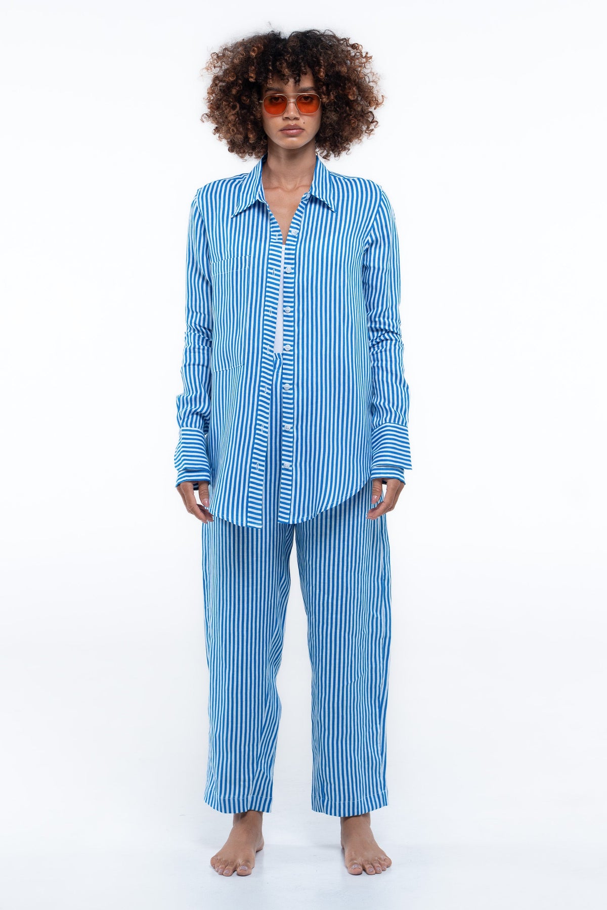 Portside Shirt — Blue Stripe (Linen)