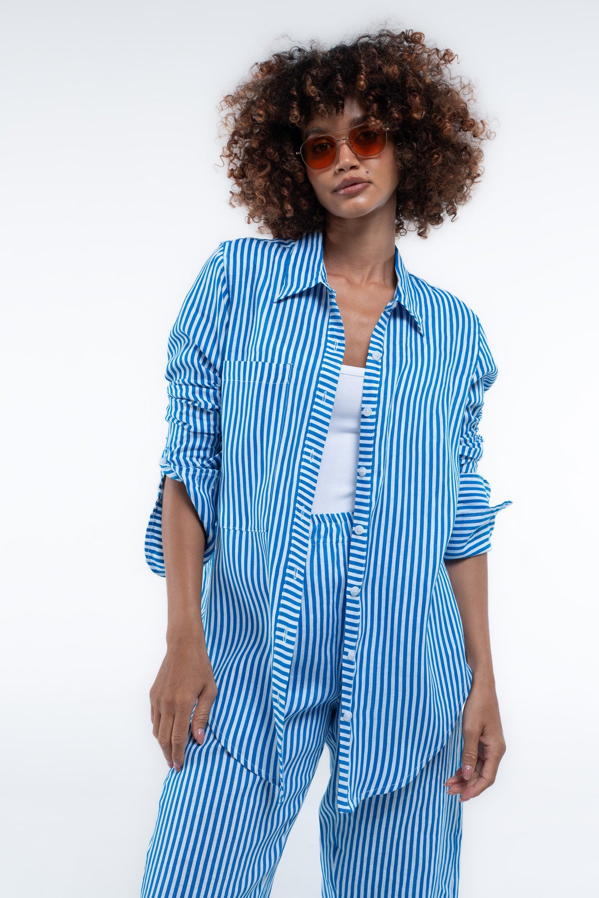 Portside Shirt — Blue Stripe (Linen)
