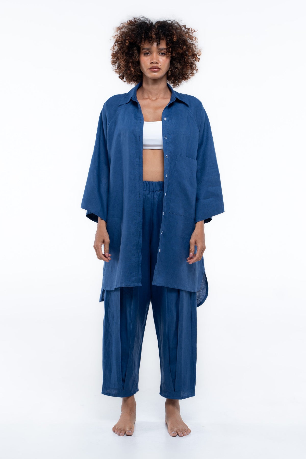 Salt Pant Nautical Navy linen back