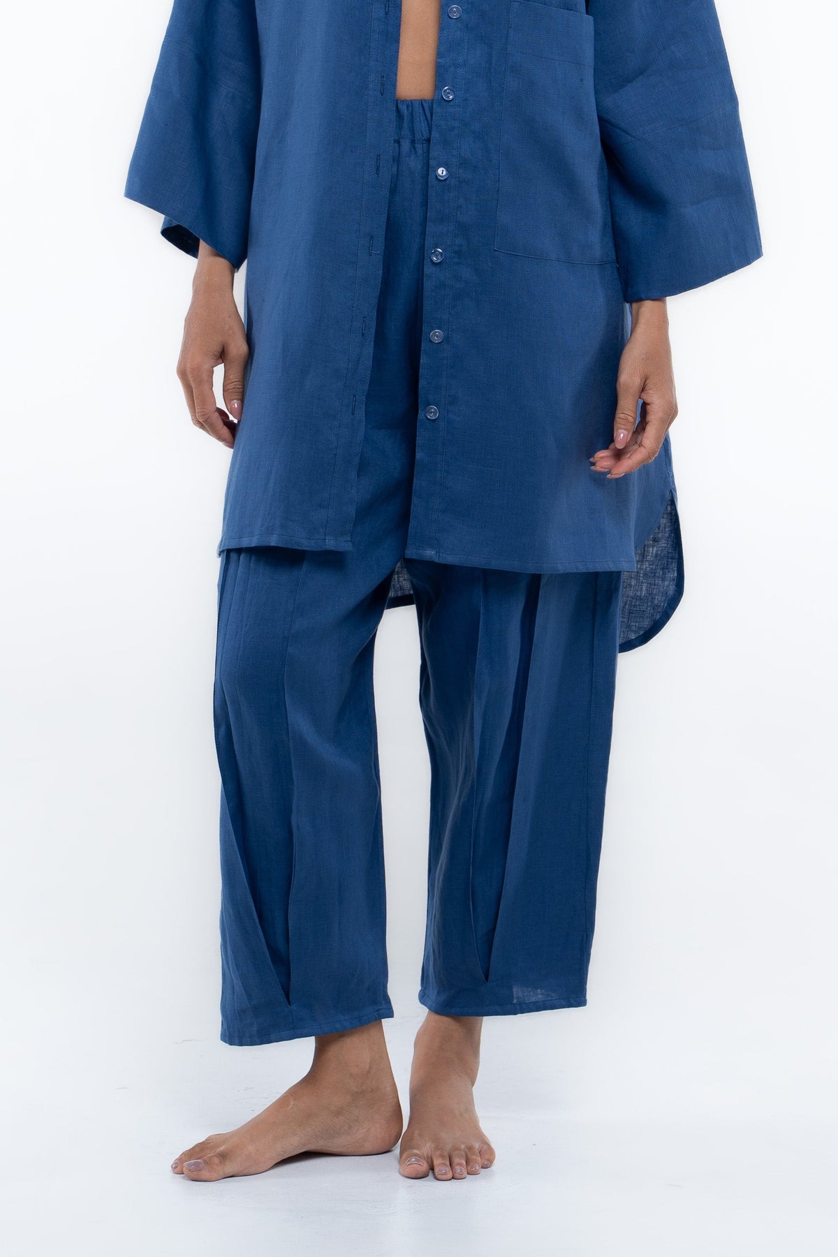 Salt Pant Nautical Navy linen detail