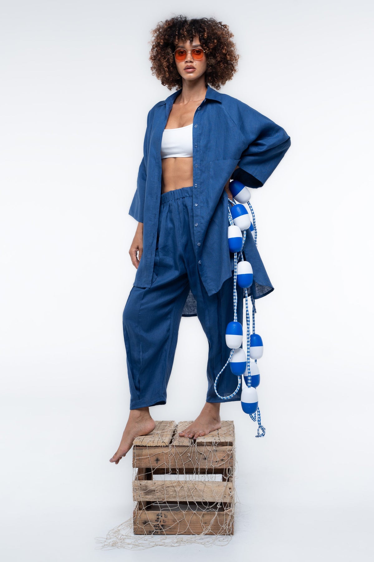Salt Pant Nautical Navy linen