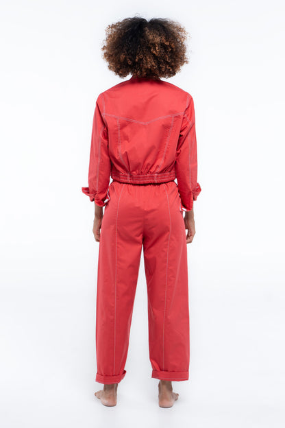 Blaze Button Pants — Red
