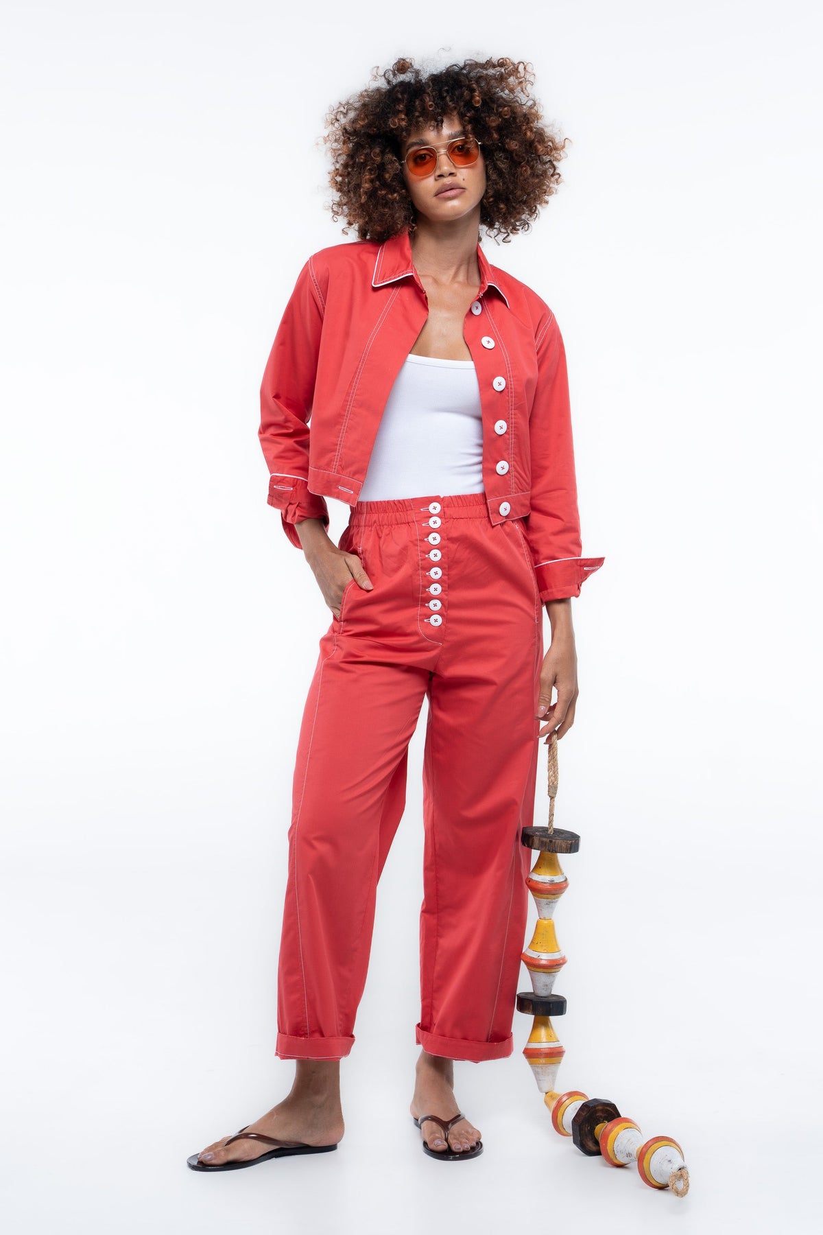 Blaze Button Pants by The Boy and I — Red
