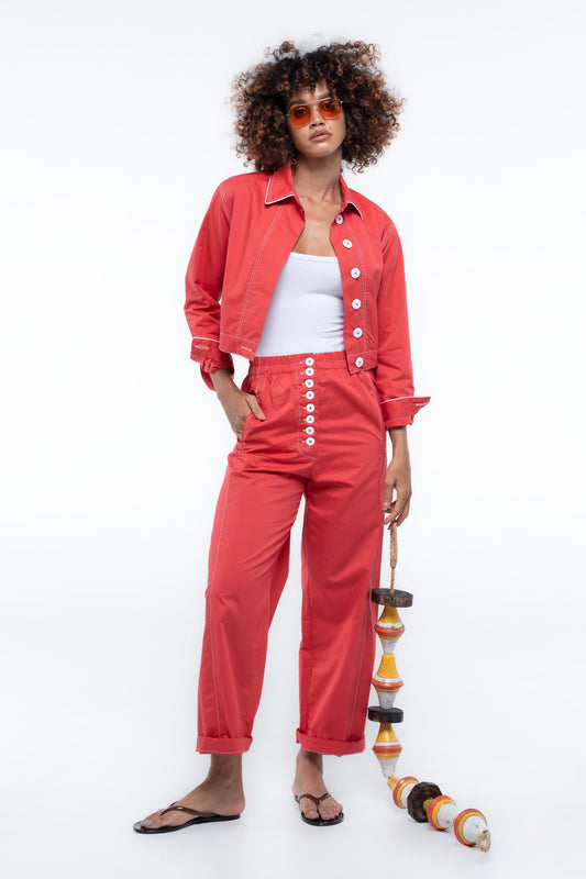 Blaze Button Pants by The Boy and I — Red
