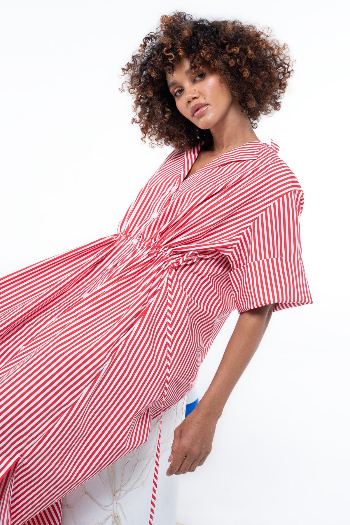 Leon Dress — Red Stripe